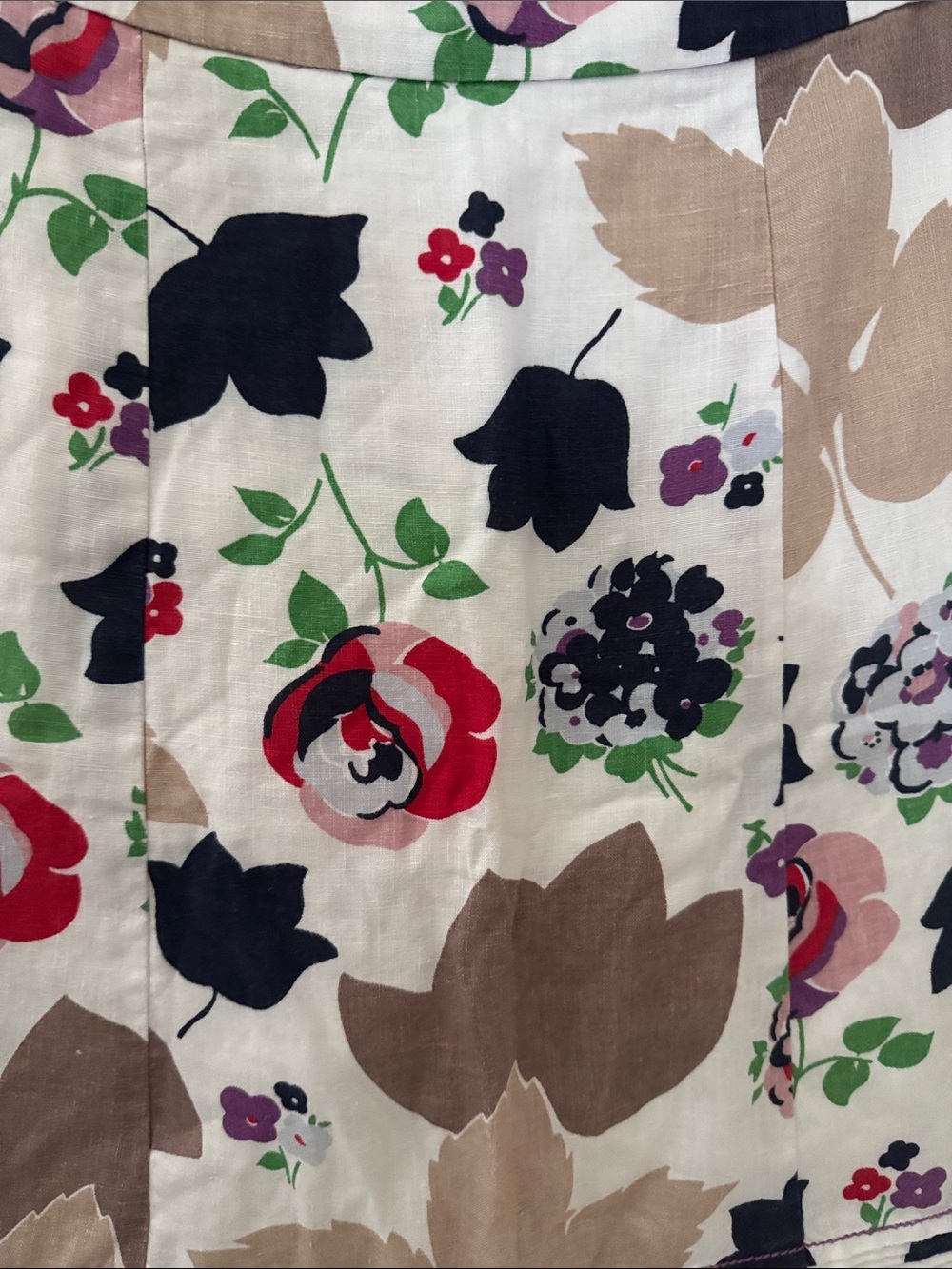 Boden Cream Floral A-Line Skirt - Picture 3 of 4